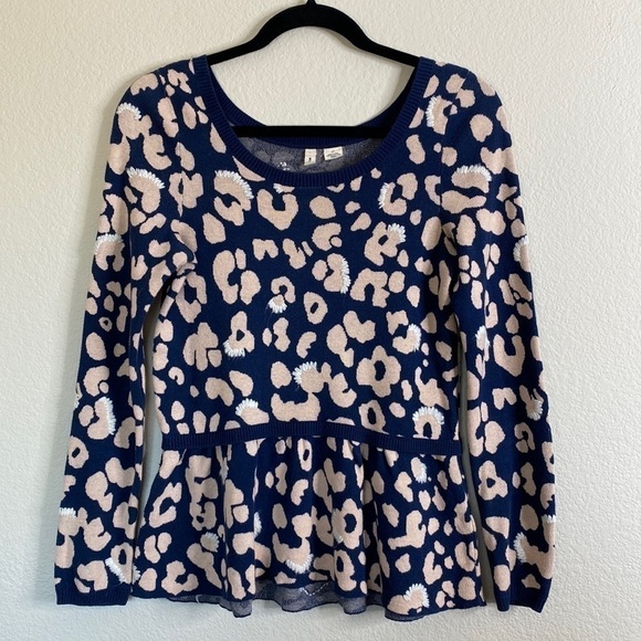 Anthropologie Sweaters - Anthropologie Moth sweater peplum leopard purple small